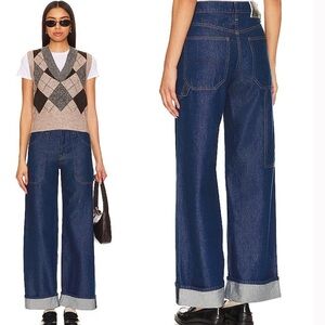 NWT MOTHER SNACKS! The Smoothie Carpenter Sneak Wide Leg Jeans Size 28